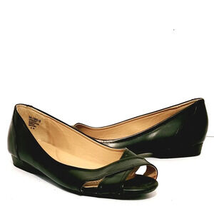 9M Comfortview‎ Leatherlike Crossover Peeptoe 1" Heel Flats